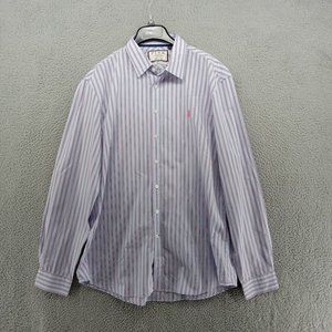 Thomas Pink Shirt Mens XL Blue Pink‎ Striped Classic Fit Casual Jermyn Street